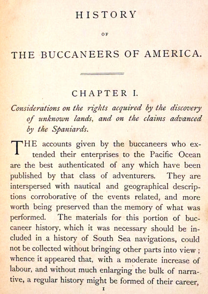 1891 Rare Book - Pirates, The History Of The Buccaneers Of America by James Burney, F.R.S.