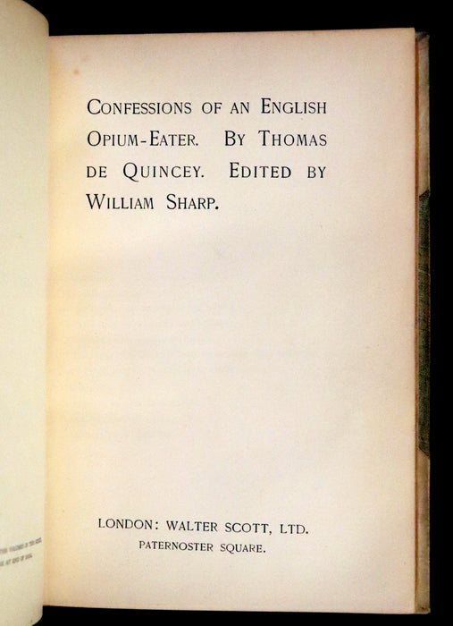 1889 Rare Book in an Art Nouveau binding - Confessions of an English Opium-Eater by De Quincey.