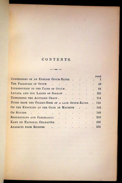 1889 Rare Book in an Art Nouveau binding - Confessions of an English Opium-Eater by De Quincey.