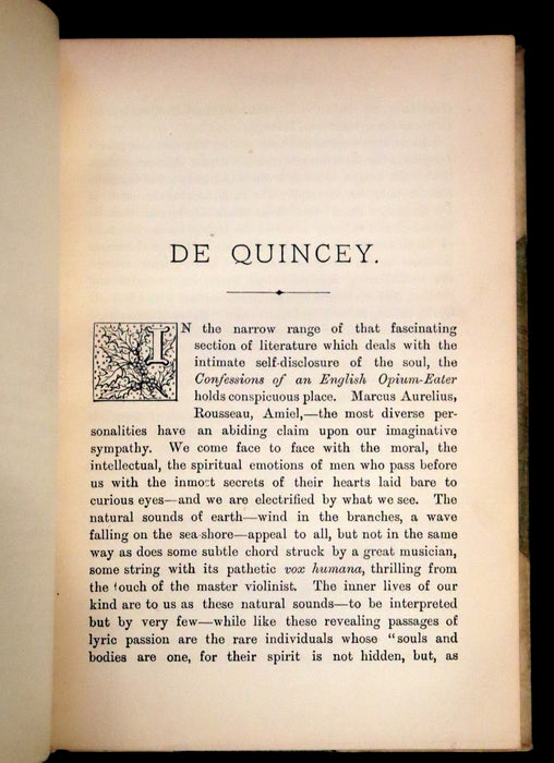 1889 Rare Book in an Art Nouveau binding - Confessions of an English Opium-Eater by De Quincey.