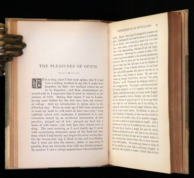 1889 Rare Book in an Art Nouveau binding - Confessions of an English Opium-Eater by De Quincey.