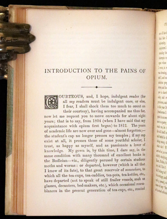 1889 Rare Book in an Art Nouveau binding - Confessions of an English Opium-Eater by De Quincey.