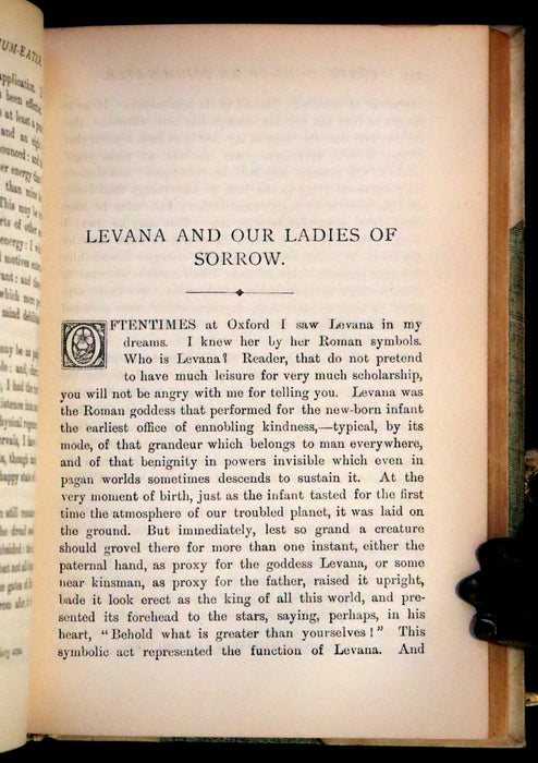 1889 Rare Book in an Art Nouveau binding - Confessions of an English Opium-Eater by De Quincey.