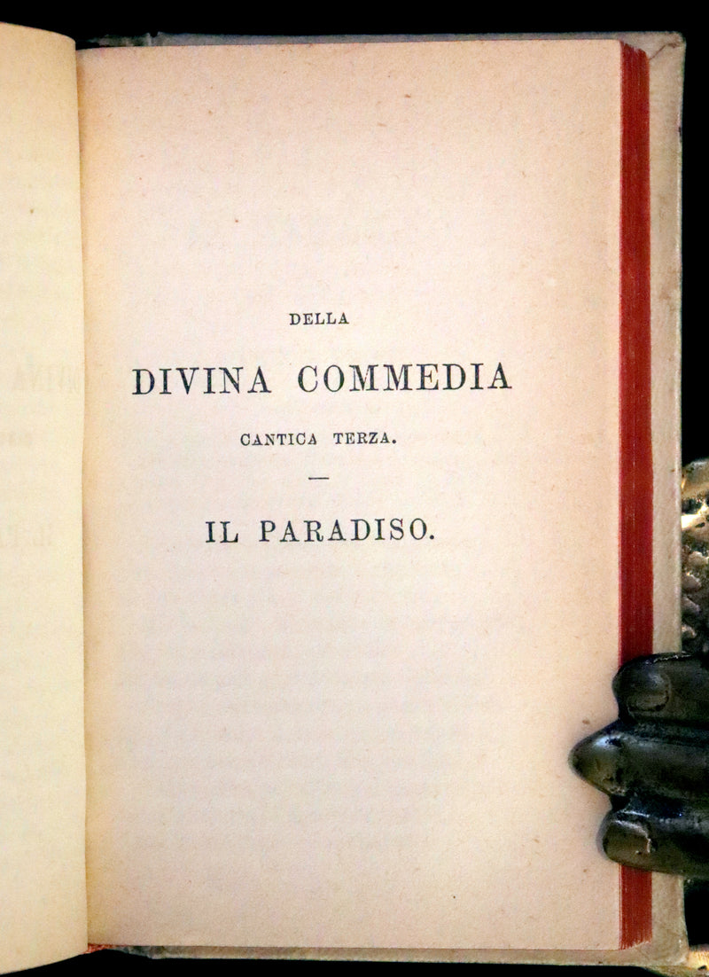 1869 Rare Italian Vellum Book - La Divina Commedia di Dante Alighieri, The Divine Comedy.