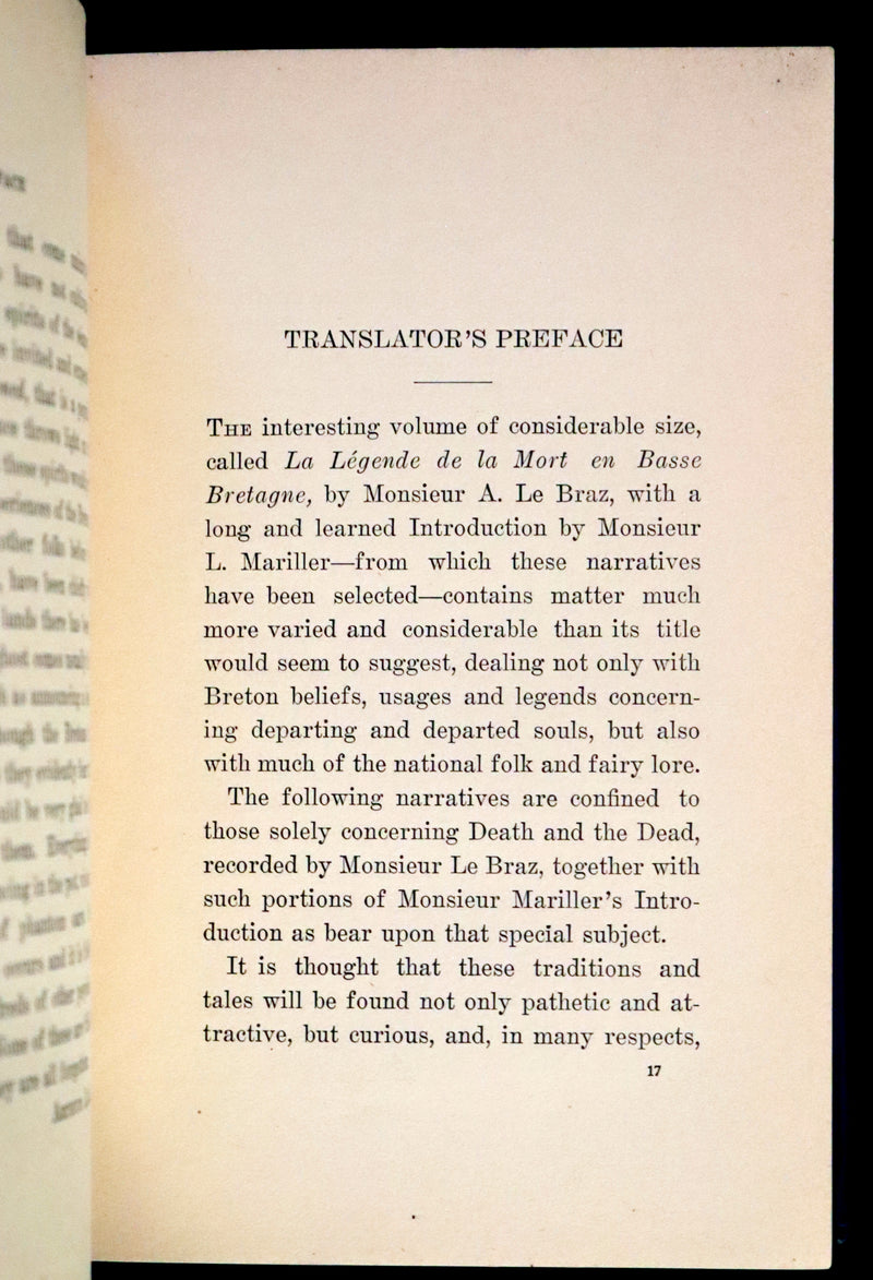 1900 Scarce First US Edition - Dealings With The Dead, Narratives From La Légende de la Mort en Basse Bretagne.