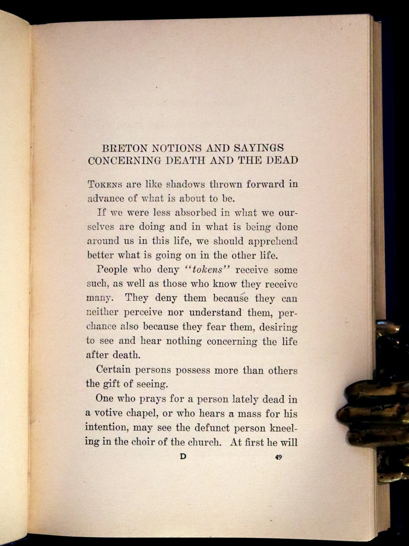 1900 Scarce First US Edition - Dealings With The Dead, Narratives From La Légende de la Mort en Basse Bretagne.