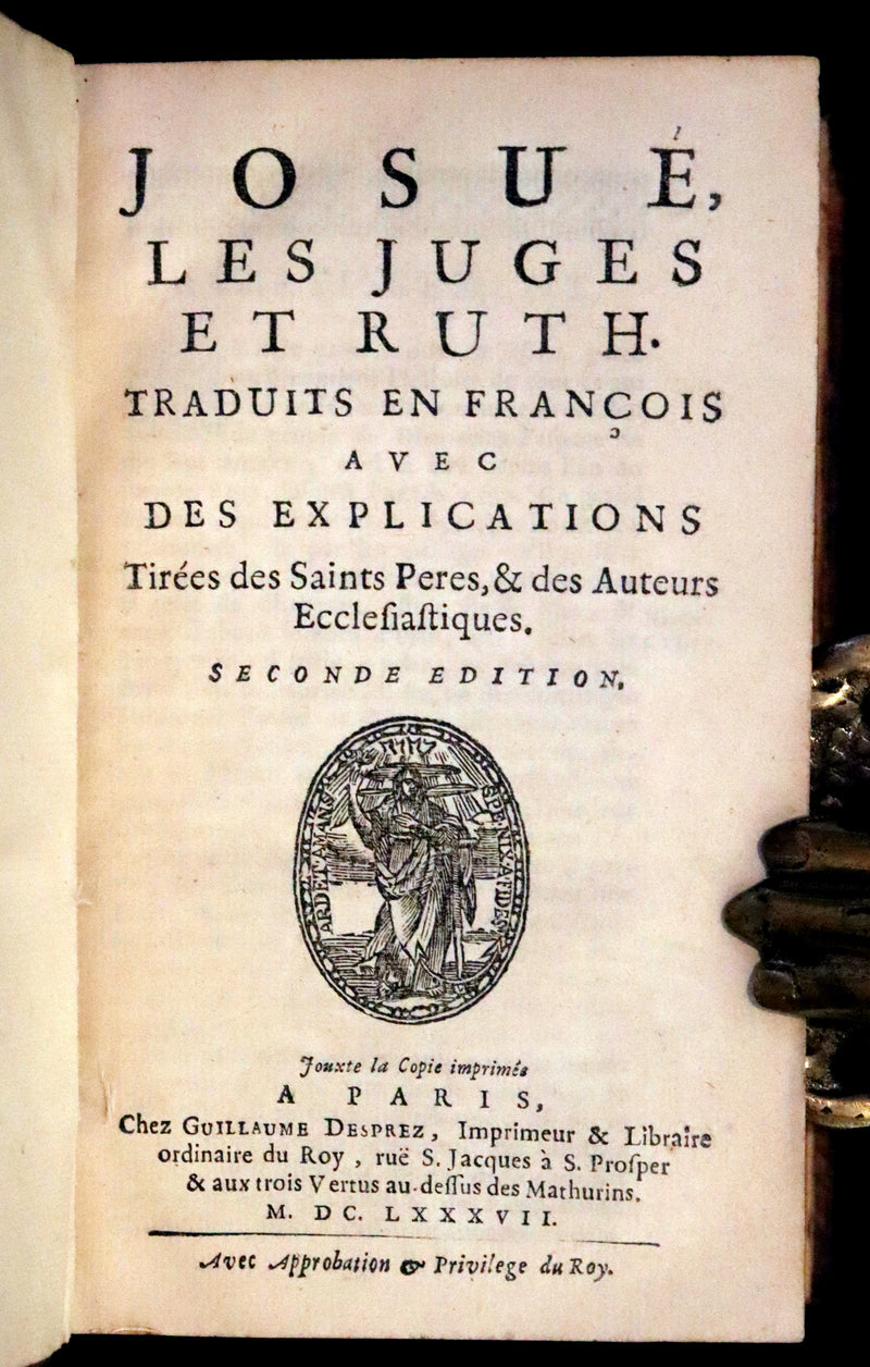 1687 Rare Latin French Bible - Joshua, Book of Judges, Book of Ruth - Josue, Les Juges et Ruth.