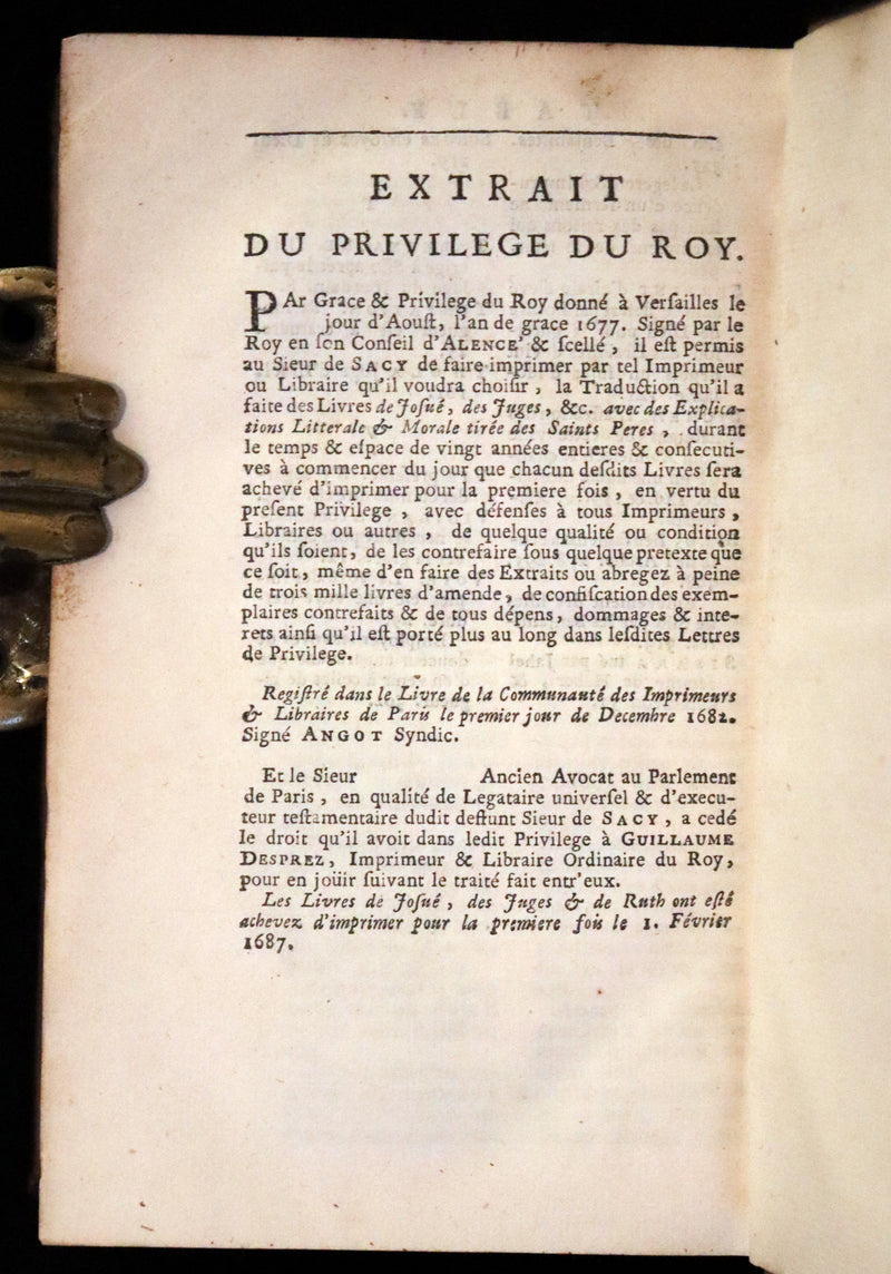 1687 Rare Latin French Bible - Joshua, Book of Judges, Book of Ruth - Josue, Les Juges et Ruth.