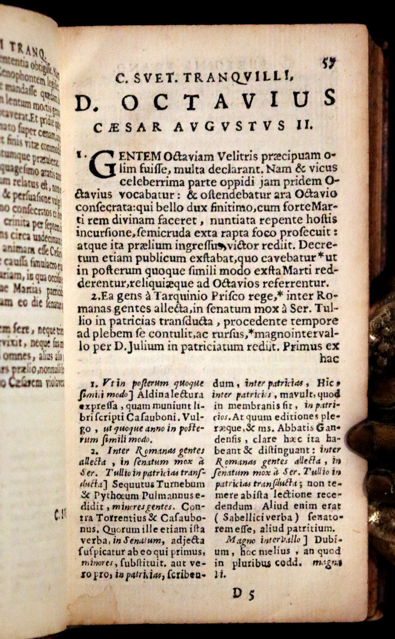 1646 Rare Latin  Book - Lives of the Twelve Caesars by Suetonius - Cum Notationibus Diversorum.