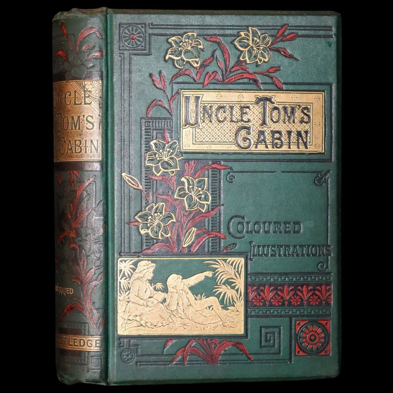 1880 Scarce Edition - Uncle Tom's Cabin by Harriet Beecher Stowe. Color illustrated.