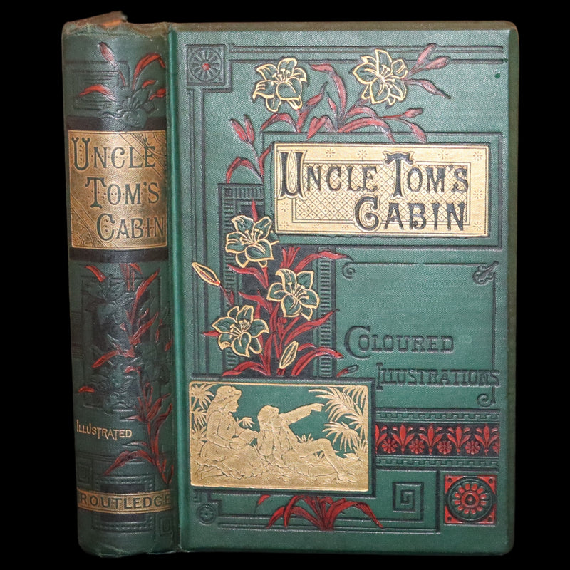 1880 Scarce Edition - Uncle Tom's Cabin by Harriet Beecher Stowe. Color illustrated.