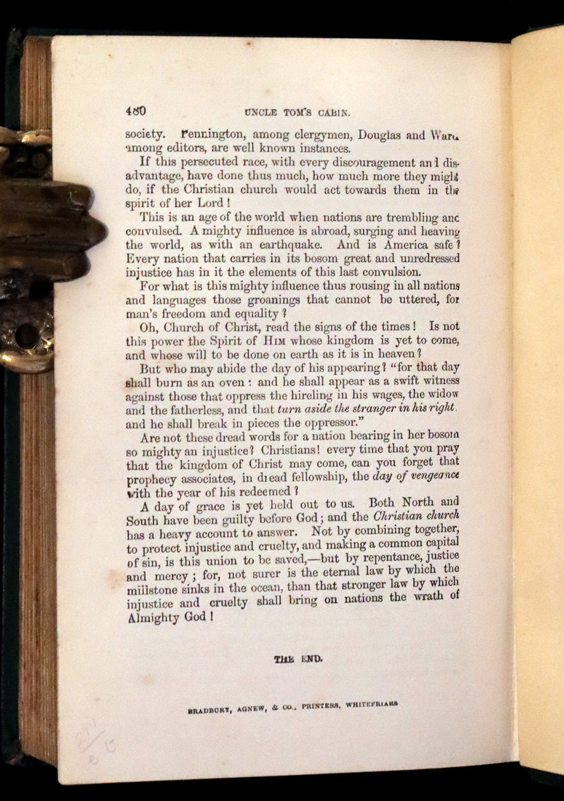 1880 Scarce Edition - Uncle Tom's Cabin by Harriet Beecher Stowe. Color illustrated.