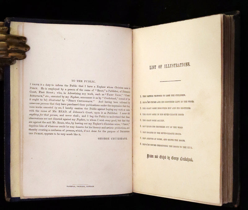 1865 Rare First Edition - George Cruikshank's Fairy Library. Hop O' My Thumb, Jack and The Bean Stalk, Cinderella, Puss in Boots.
