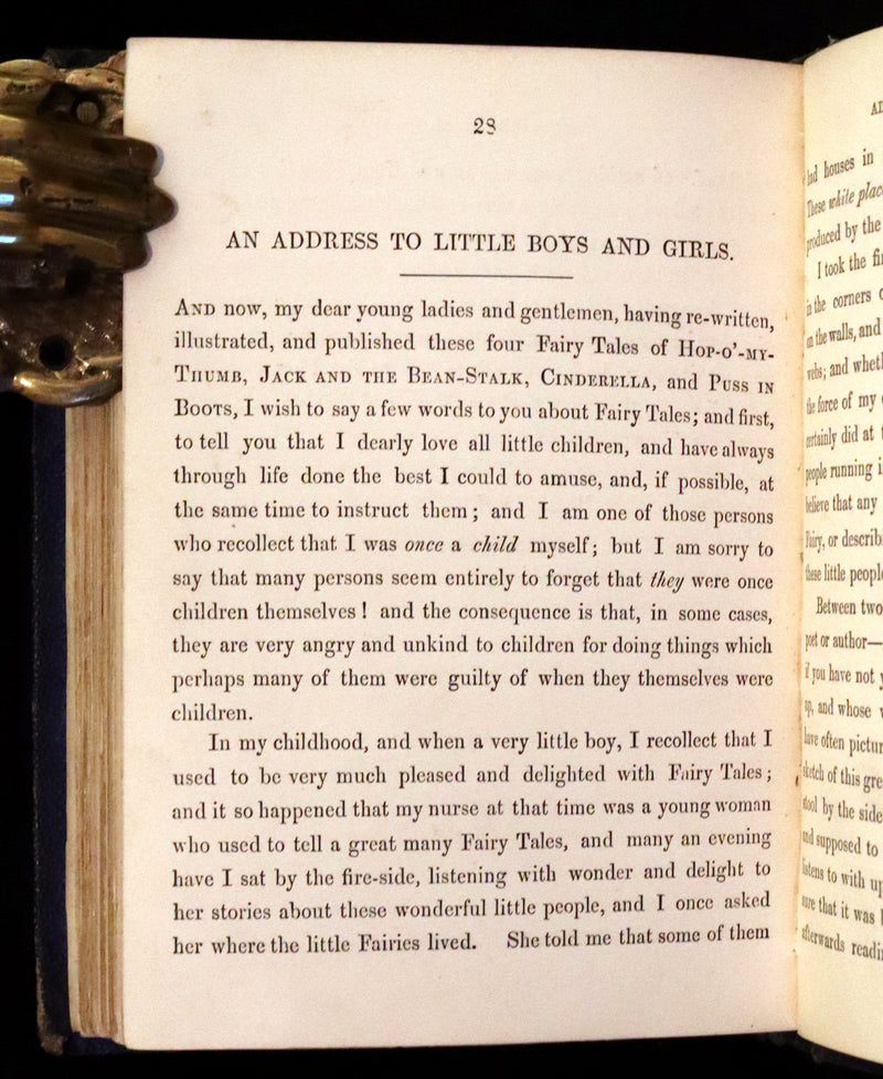 1865 Rare First Edition - George Cruikshank's Fairy Library. Hop O' My Thumb, Jack and The Bean Stalk, Cinderella, Puss in Boots.