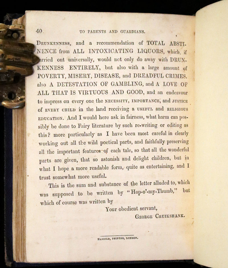 1865 Rare First Edition - George Cruikshank's Fairy Library. Hop O' My Thumb, Jack and The Bean Stalk, Cinderella, Puss in Boots.