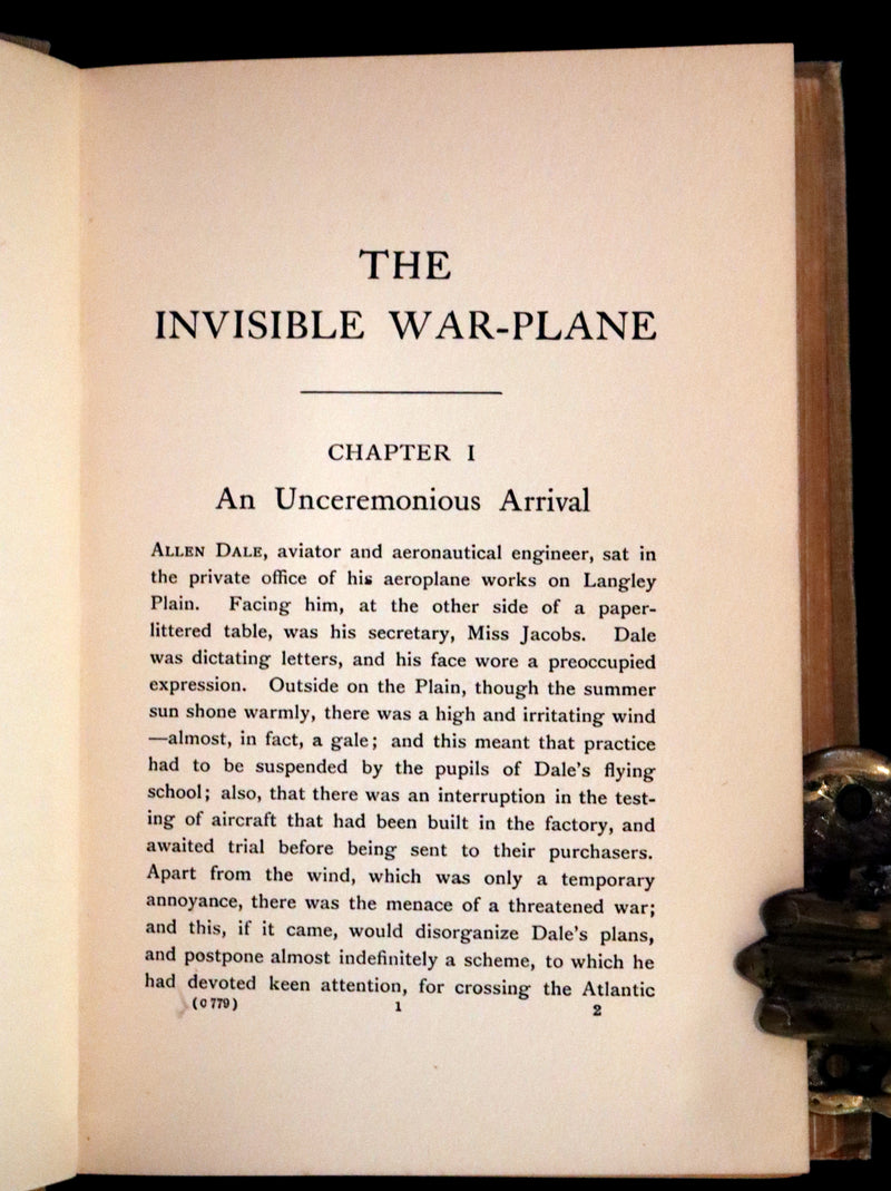 1915 Rare First Edition - The Invisible War-Plane: A Tale of Air Adventure in the Great Campaign by Claude Grahame-White.