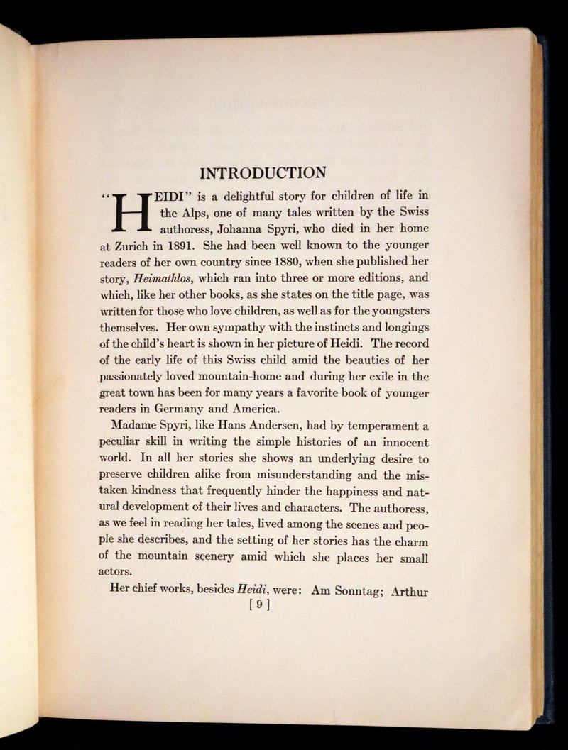 1922 Rare First Edition - Heidi by Johanna Spyri illustrated by Jessie Willcox Smith.
