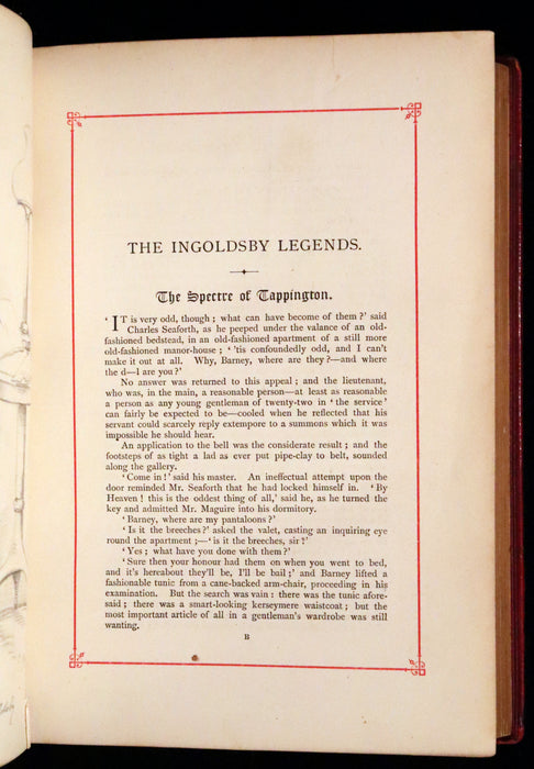 1882 Rare Carmine Edition - Ingoldsby Legends Illustrated by Cruikshank, Leech and Barham.