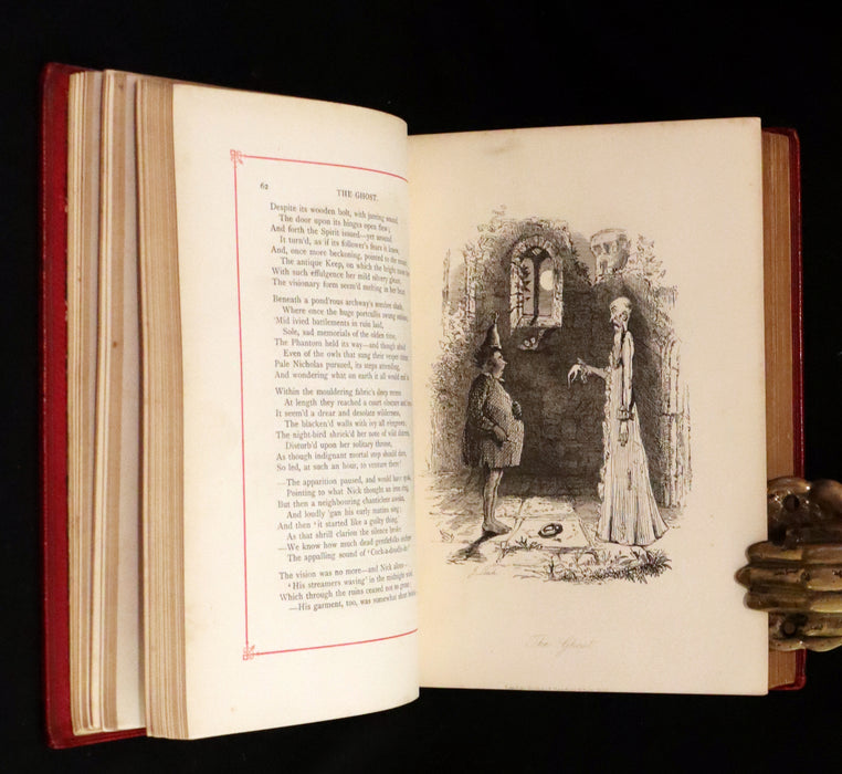 1882 Rare Carmine Edition - Ingoldsby Legends Illustrated by Cruikshank, Leech and Barham.