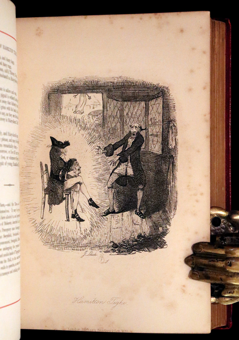 1882 Rare Carmine Edition - Ingoldsby Legends Illustrated by Cruikshank, Leech and Barham.
