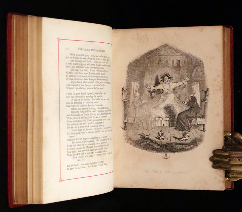 1882 Rare Carmine Edition - Ingoldsby Legends Illustrated by Cruikshank, Leech and Barham.