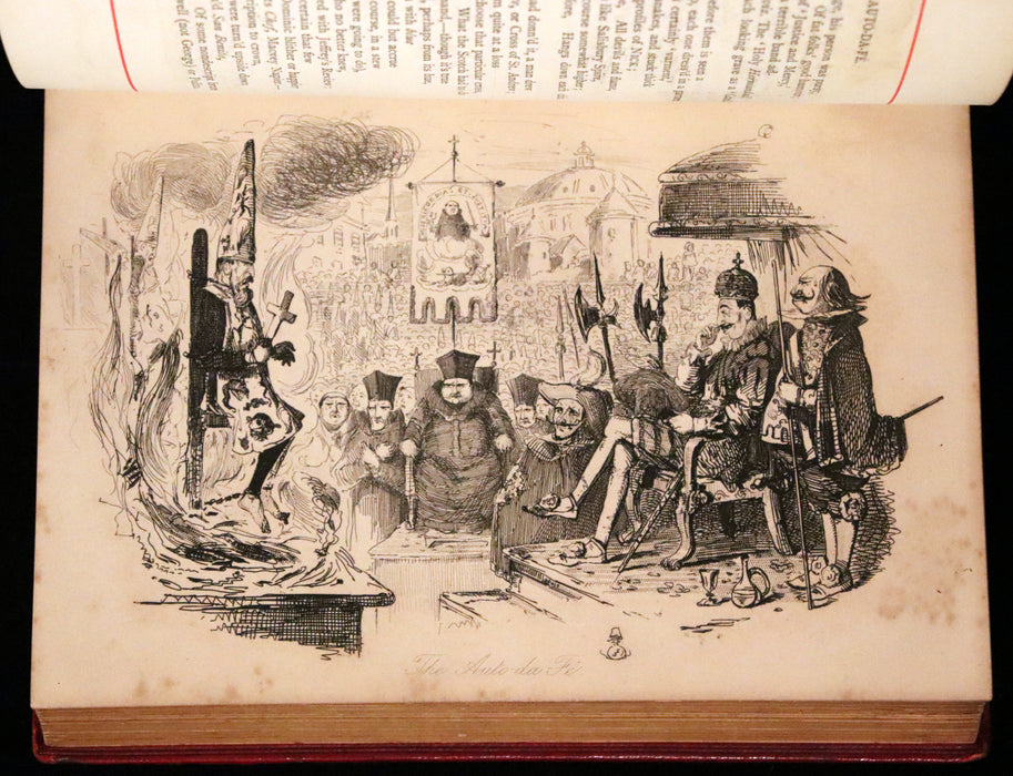 1882 Rare Carmine Edition - Ingoldsby Legends Illustrated by Cruikshank, Leech and Barham.