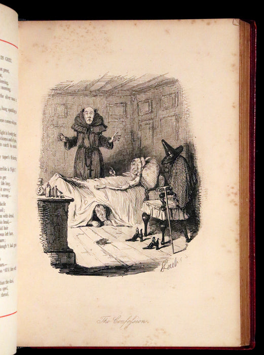 1882 Rare Carmine Edition - Ingoldsby Legends Illustrated by Cruikshank, Leech and Barham.