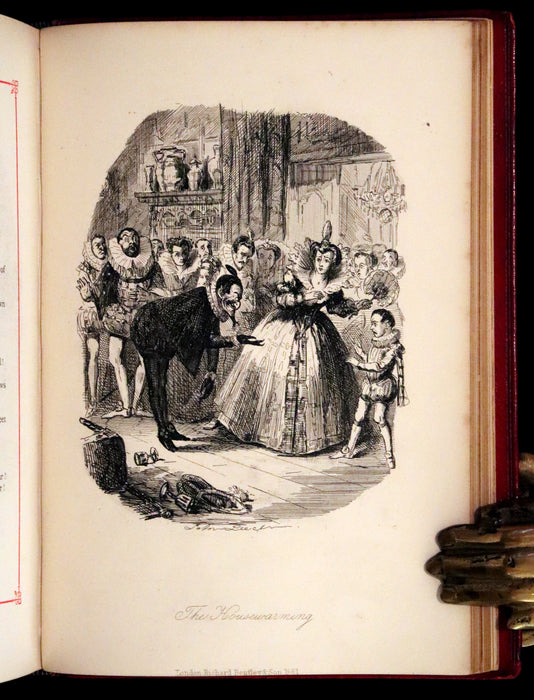 1882 Rare Carmine Edition - Ingoldsby Legends Illustrated by Cruikshank, Leech and Barham.