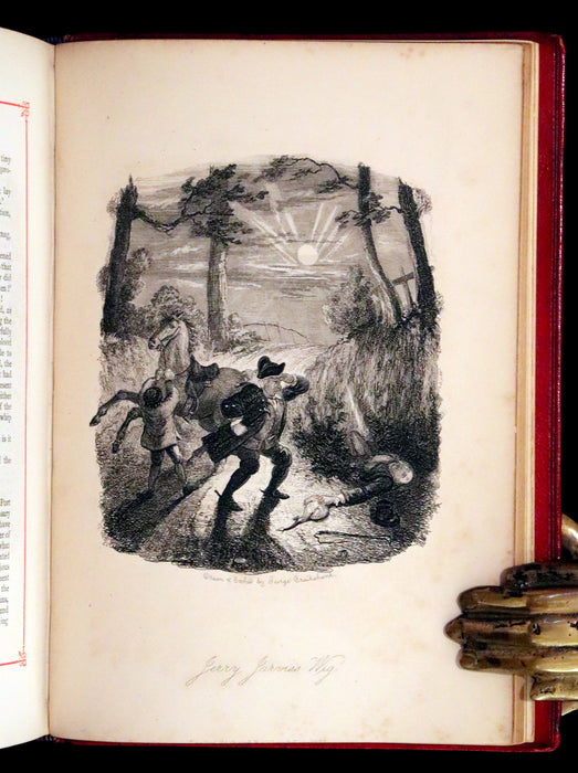 1882 Rare Carmine Edition - Ingoldsby Legends Illustrated by Cruikshank, Leech and Barham.