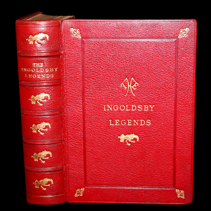 1882 Rare Carmine Edition - Ingoldsby Legends Illustrated by Cruikshank, Leech and Barham.