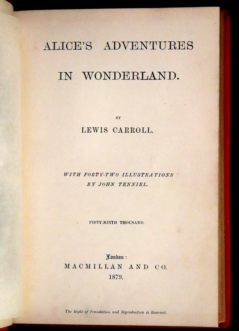 1879 Rare Book - Alice's Adventures in Wonderland by Lewis Carroll and illustrated by John Tenniel.