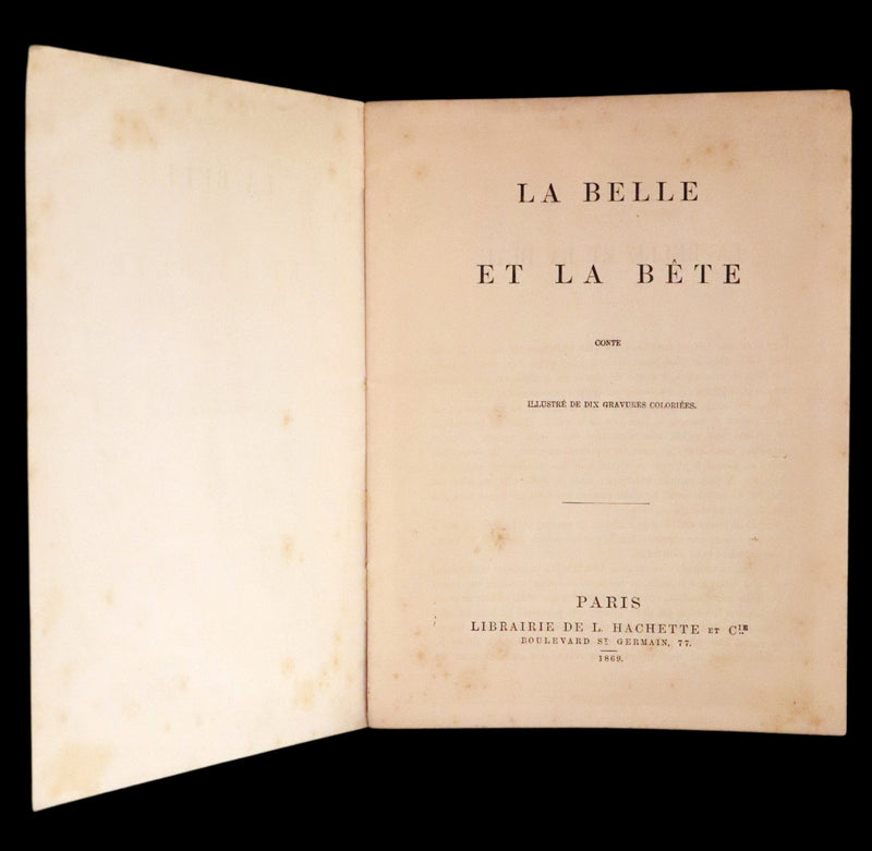 1869 Scarce French Illustrated Book - Beauty and the Beast, La Belle et la Bete, color illustrated.