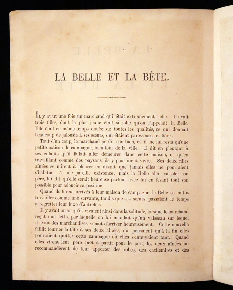 1869 Scarce French Illustrated Book - Beauty and the Beast, La Belle et la Bete, color illustrated.