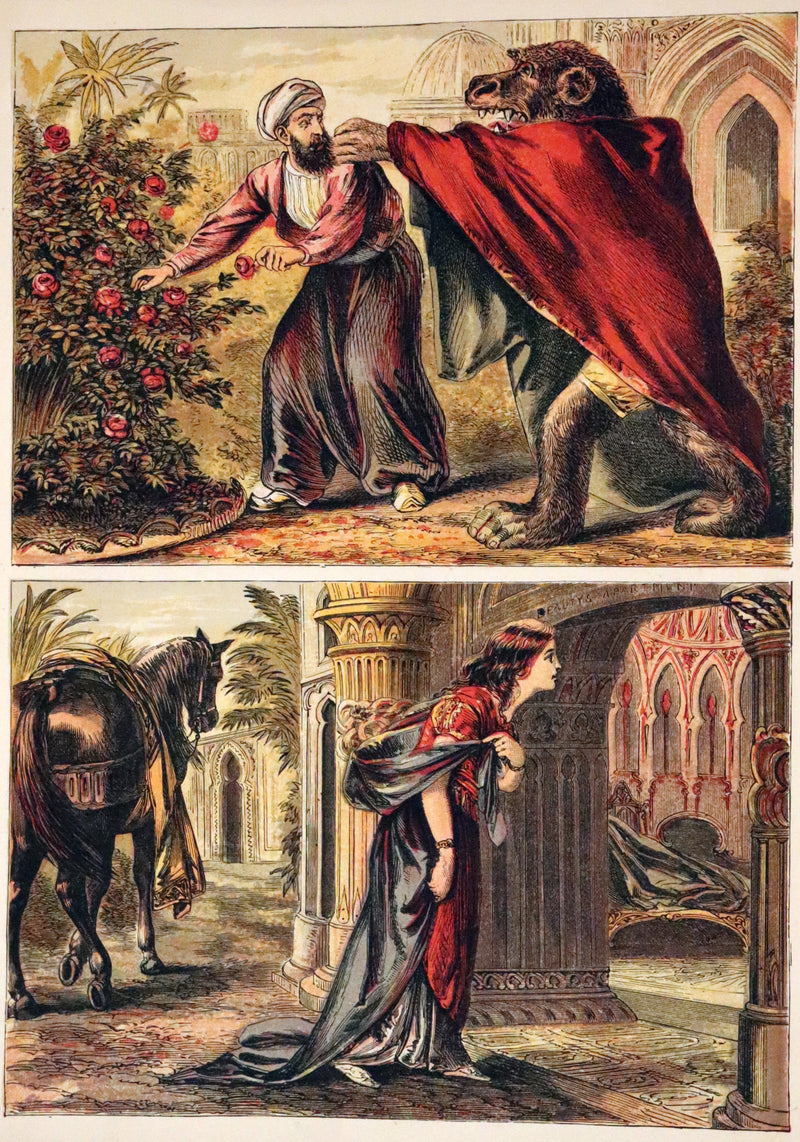 1869 Scarce French Illustrated Book - Beauty and the Beast, La Belle et la Bete, color illustrated.