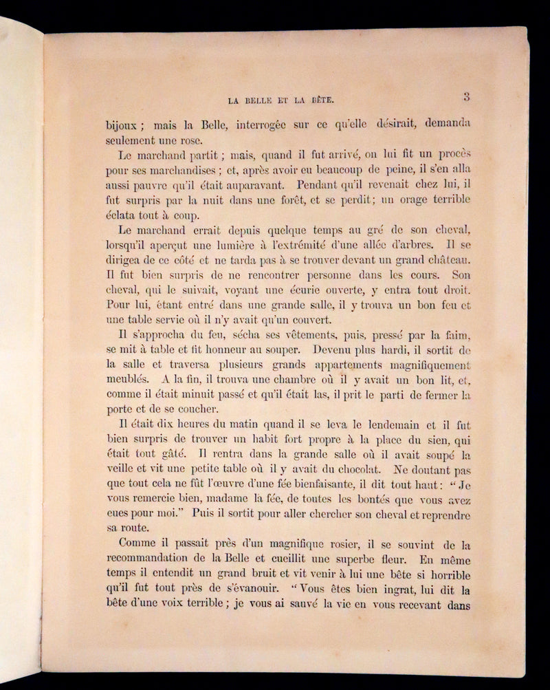 1869 Scarce French Illustrated Book - Beauty and the Beast, La Belle et la Bete, color illustrated.