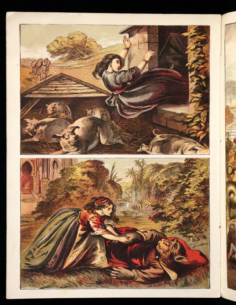 1869 Scarce French Illustrated Book - Beauty and the Beast, La Belle et la Bete, color illustrated.