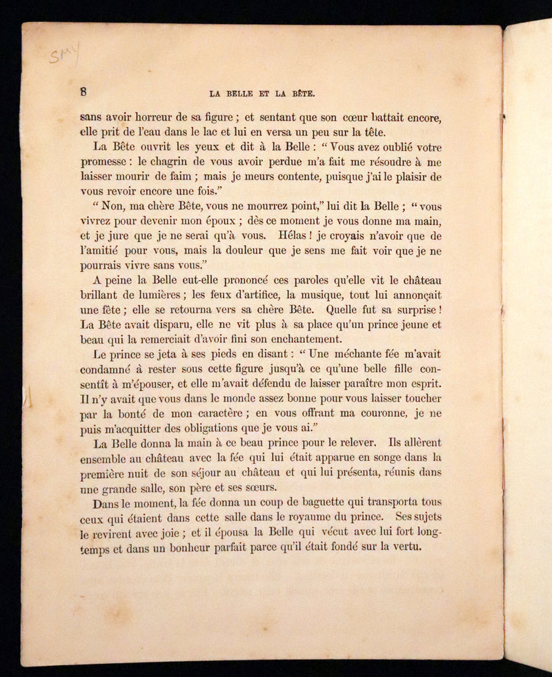1869 Scarce French Illustrated Book - Beauty and the Beast, La Belle et la Bete, color illustrated.