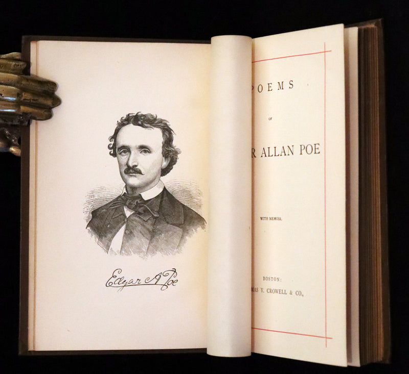 1882 Rare Book - Poems by Edgar Allan Poe with Memoir (The Raven, Lenore,...). Illustrated.