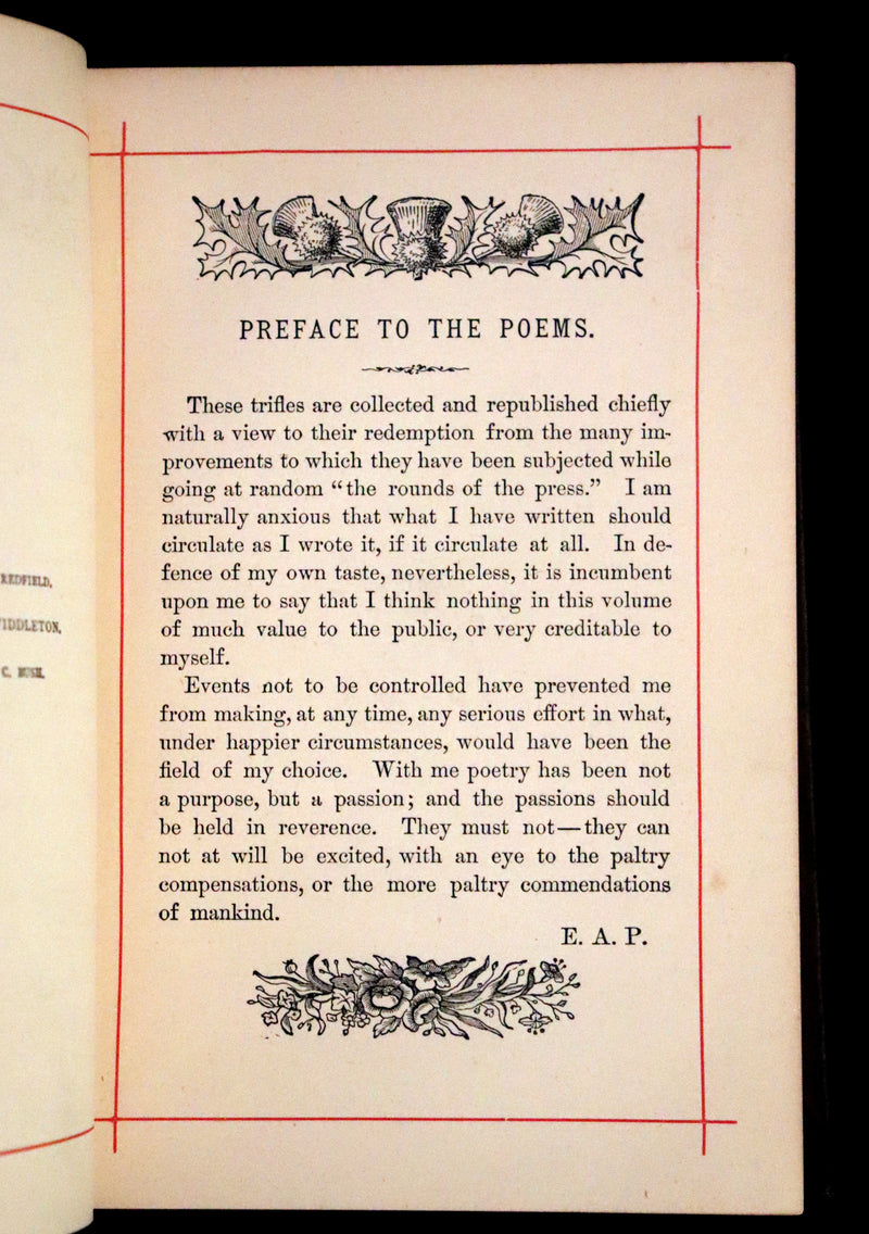 1882 Rare Book - Poems by Edgar Allan Poe with Memoir (The Raven, Lenore,...). Illustrated.