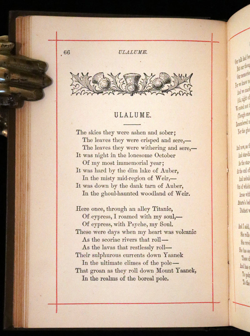 1882 Rare Book - Poems by Edgar Allan Poe with Memoir (The Raven, Lenore,...). Illustrated.