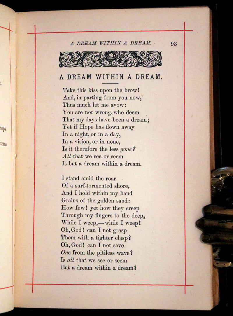 1882 Rare Book - Poems by Edgar Allan Poe with Memoir (The Raven, Lenore,...). Illustrated.