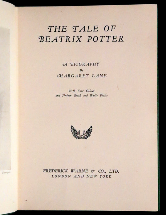 1946 Rare First Edition with Dust jacket - The Tale of Beatrix Potter, A Biography by Margaret Lane.