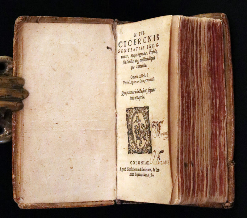 1584 Rare Latin vellum Book - Cicero Sayings, Aphorisms, and Moral Sentences. Philosophy.