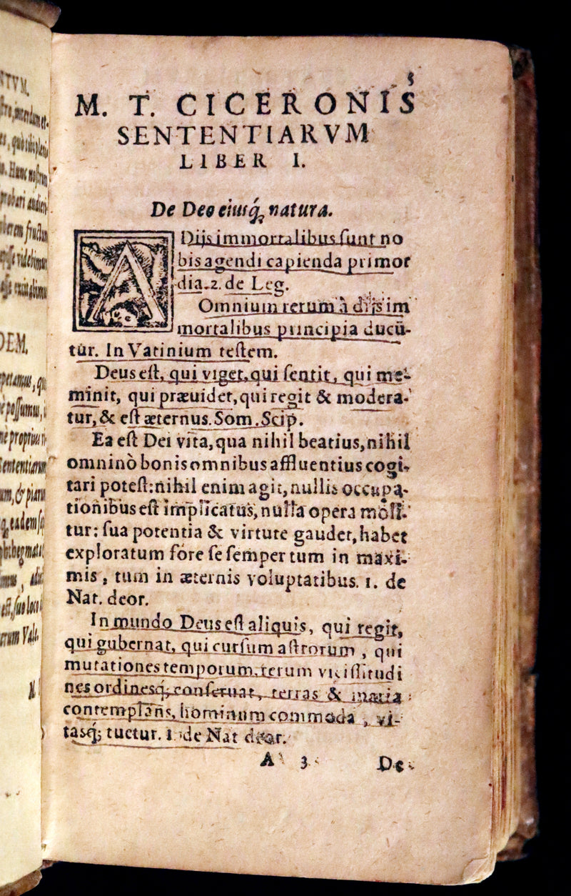 1584 Rare Latin vellum Book - Cicero Sayings, Aphorisms, and Moral Sentences. Philosophy.