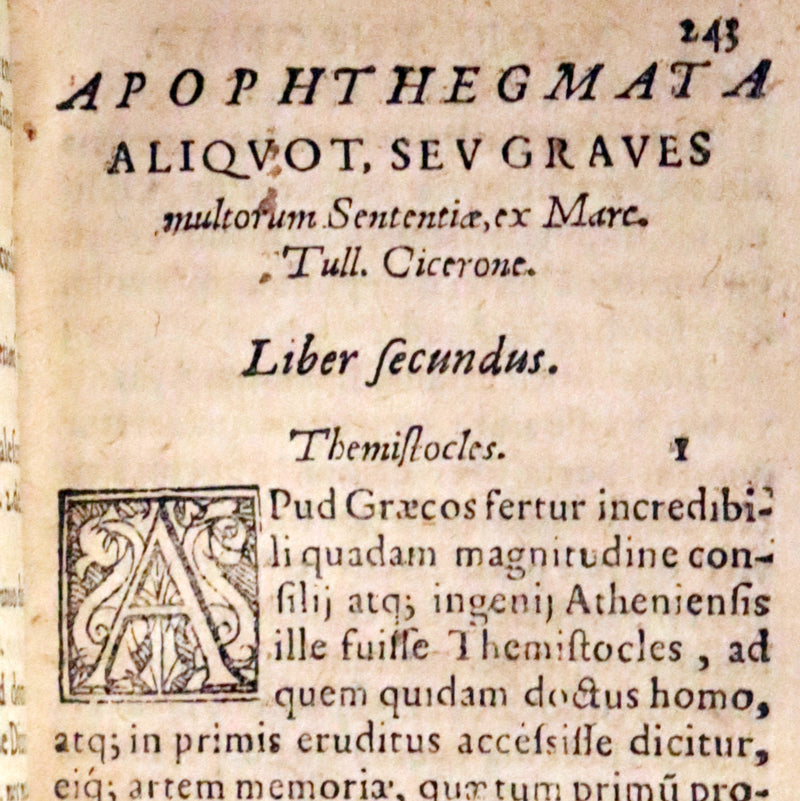 1584 Rare Latin vellum Book - Cicero Sayings, Aphorisms, and Moral Sentences. Philosophy.