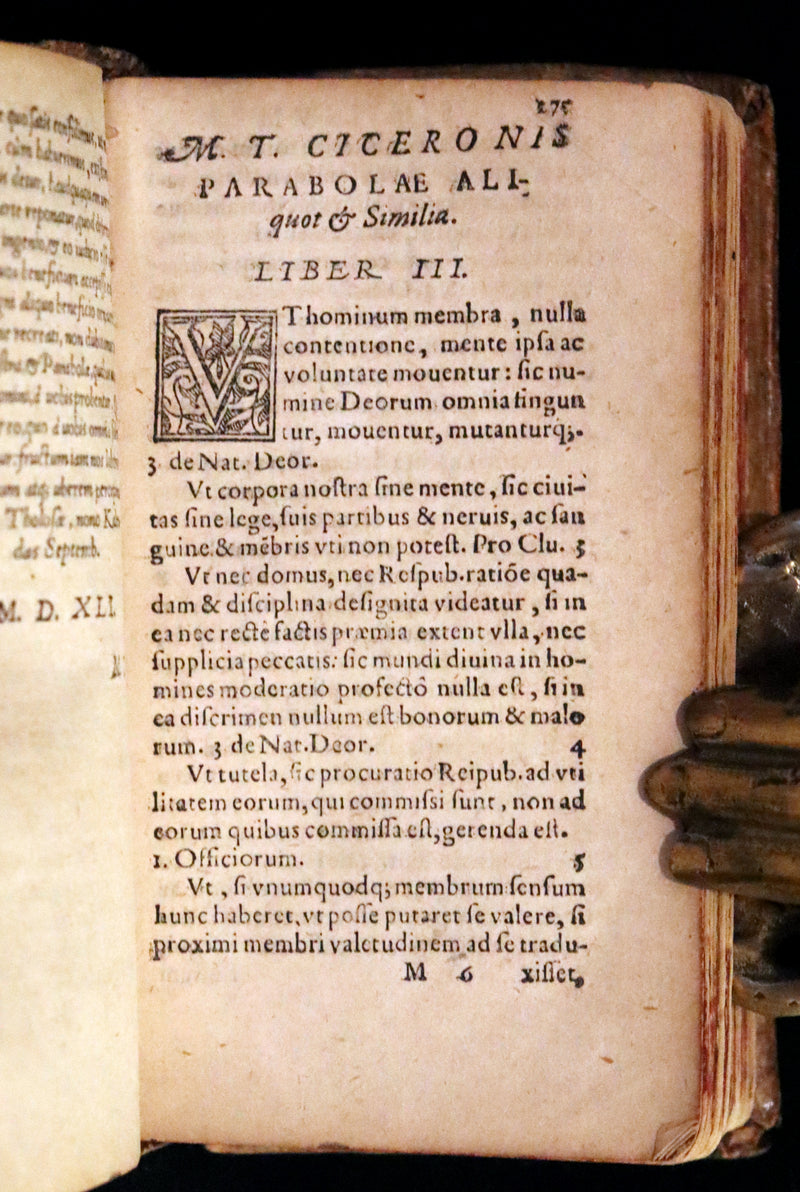 1584 Rare Latin vellum Book - Cicero Sayings, Aphorisms, and Moral Sentences. Philosophy.