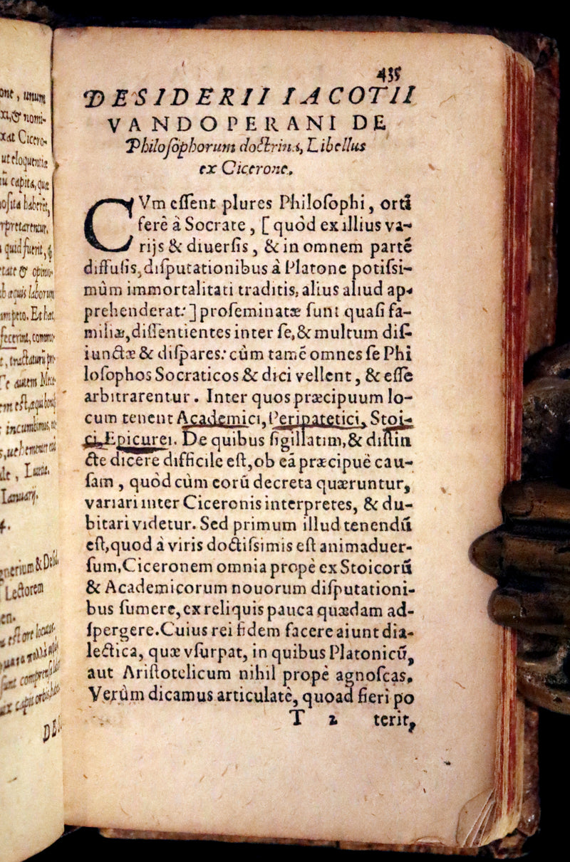 1584 Rare Latin vellum Book - Cicero Sayings, Aphorisms, and Moral Sentences. Philosophy.