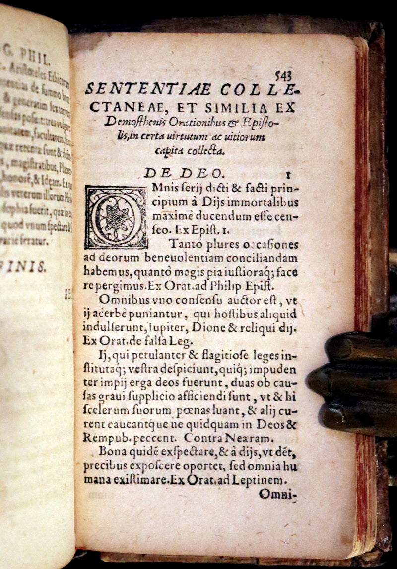 1584 Rare Latin vellum Book - Cicero Sayings, Aphorisms, and Moral Sentences. Philosophy.