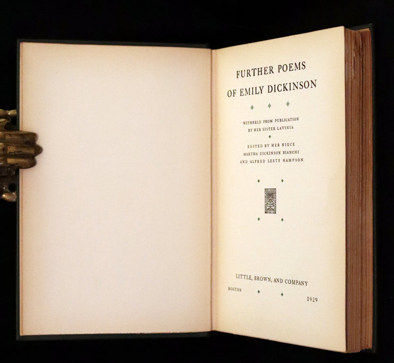 1929 Scarce First Edition, first printing - Further Poems of Emily Dickinson Edited by her niece, Martha Dickinson.