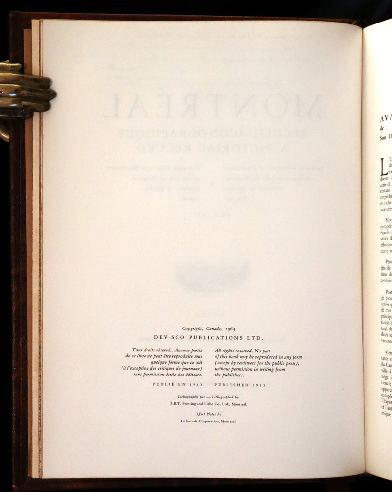 1963 Signed by Jean Drapeau to UK Prime Minister Harold Wilson  - Montreal A Pictorial Record by De Volpi.